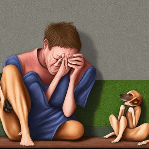 AI generated: human crying, and the tears are tiny people eating dogs