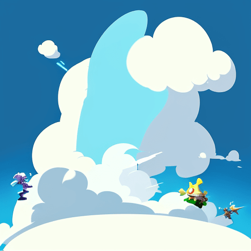 AI generated: 2d cloud asset, plain background, Rayman Legends style 