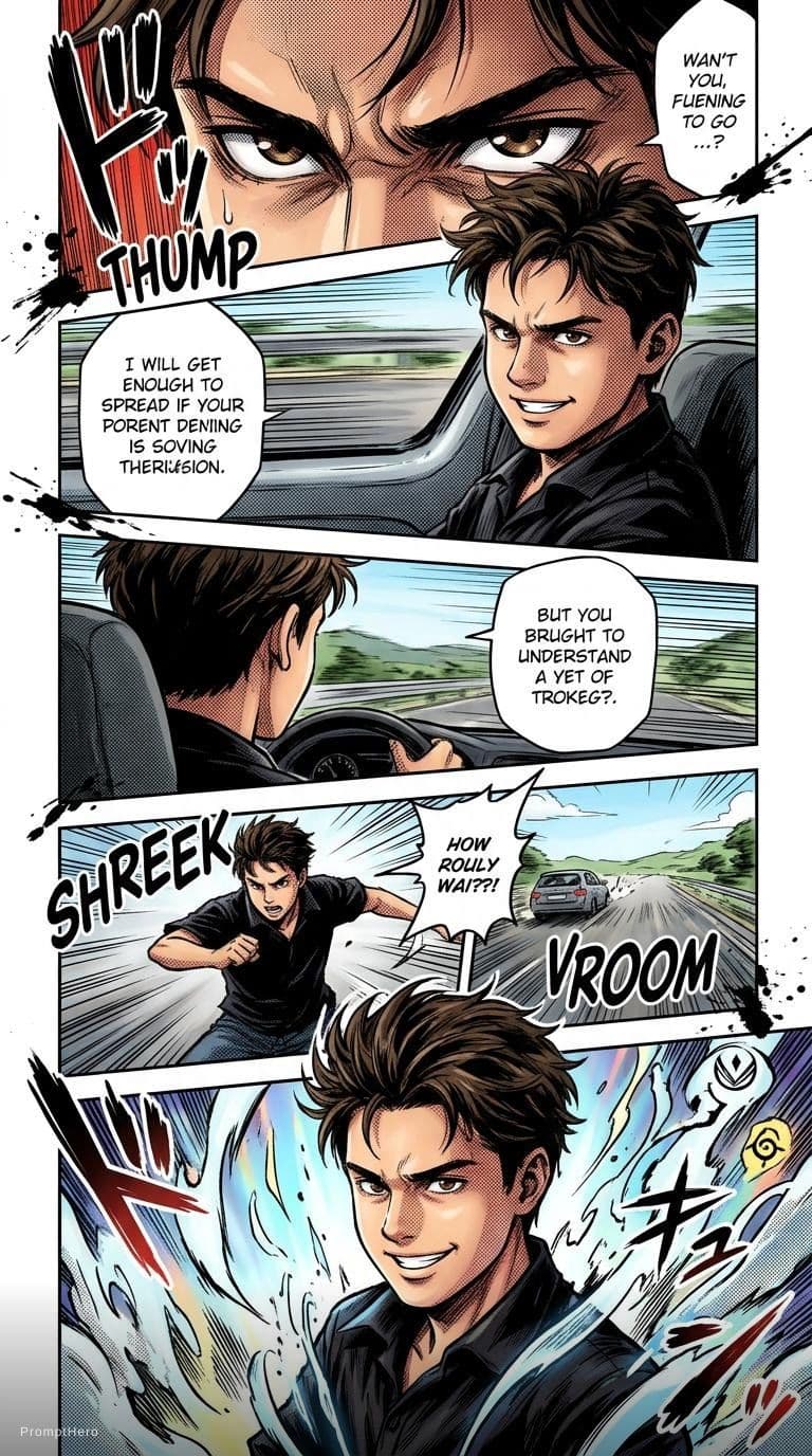 AI generated: Create a full-page colored manga illustration based on the person in the reference photo. Use authen...