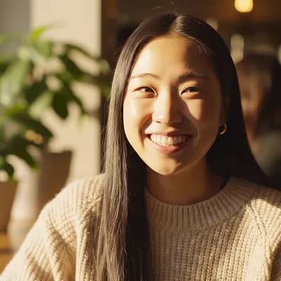 AI generated video: Let the woman smile and start talking