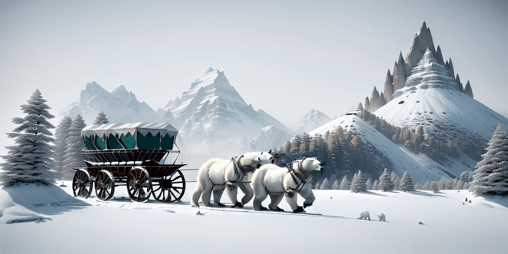 AI generated: Snow covered mountain with hoarfrost covered cedar and sprice trees and a snow covered clearing that...