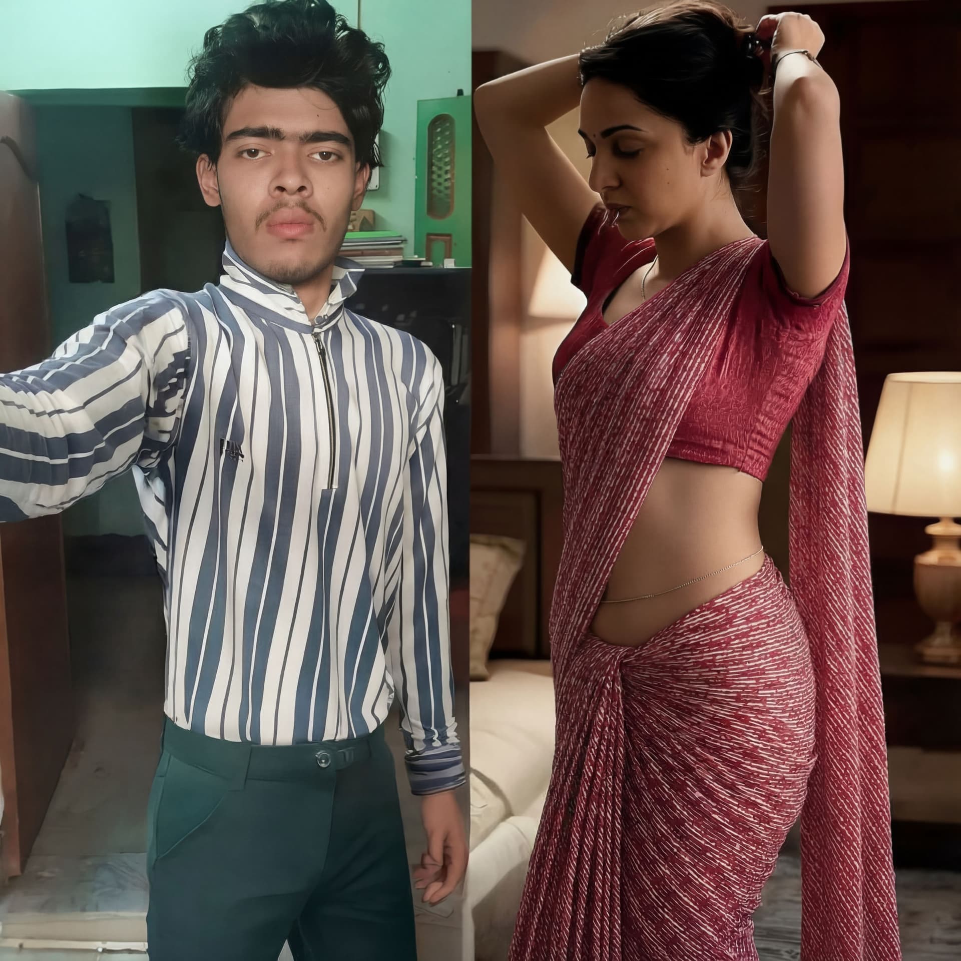 AI generated: Move the woman closer into the man's beside