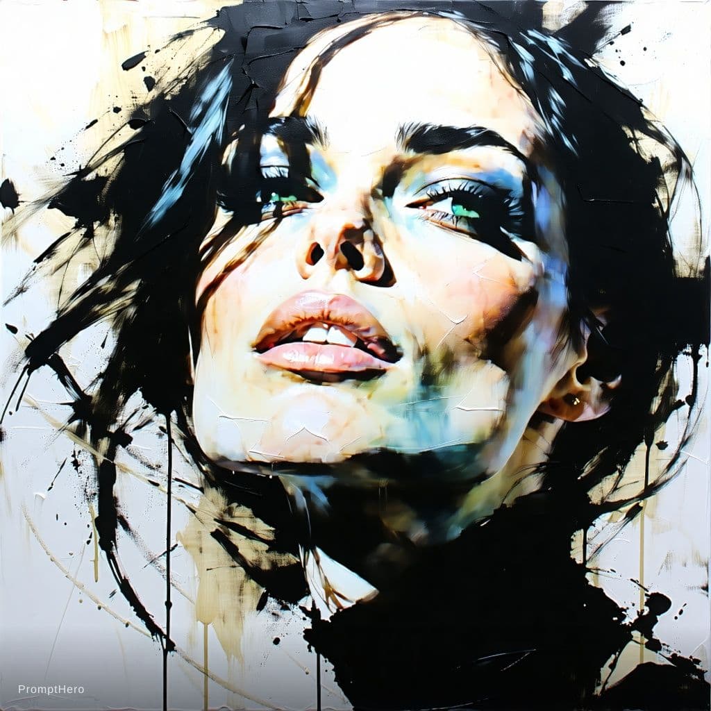 AI generated: oil painting of a fashion model, heavy strokes, textured, by kaethe butcher, greg tocchini, hajime s...