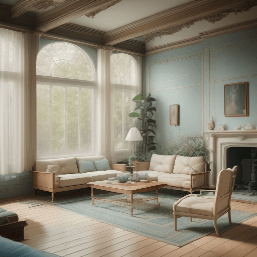 AI generated: High resolution photography interior design, dreamy sunken living room conversation pit, wooden floo...