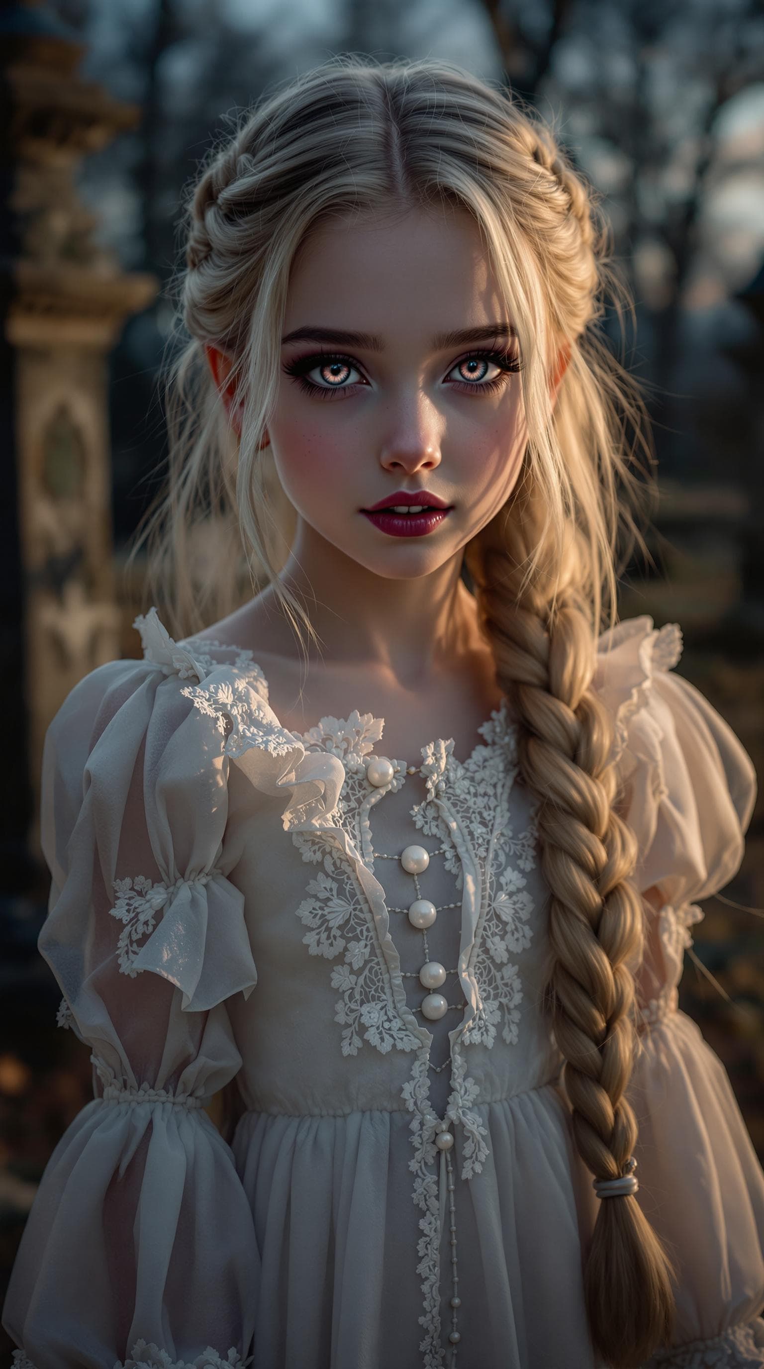 AI generated: a professional photo of a exceptionally of the most beautiful Russian vampire girl in the world, (ag...