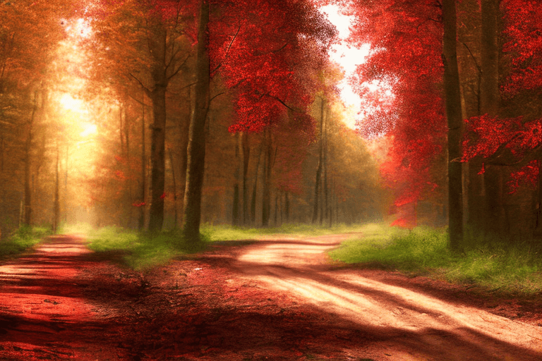 AI generated: a red bwm, shot from the front, dirt road, woods, (water:1.2), sharp focus, hyper-realistic, realist...