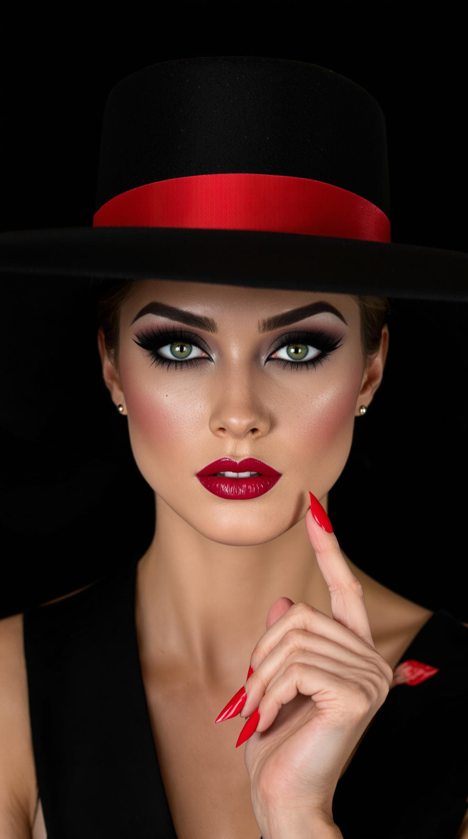 AI generated: "Image is a high-resolution portrait photograph featuring a woman with a striking appearance. She ha...