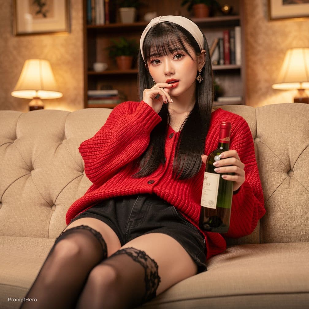 AI generated: A highly detailed, photorealistic, cinematic medium-low angle shot of a beautiful young East Asian w...