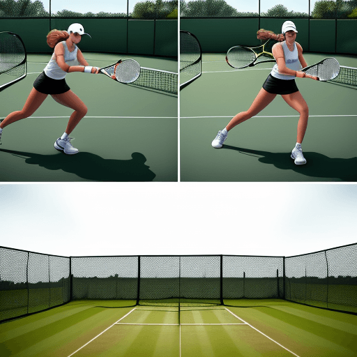 AI generated: Active and engaging picture of tennis players showing a tennis professional side-by-side with a tenn...