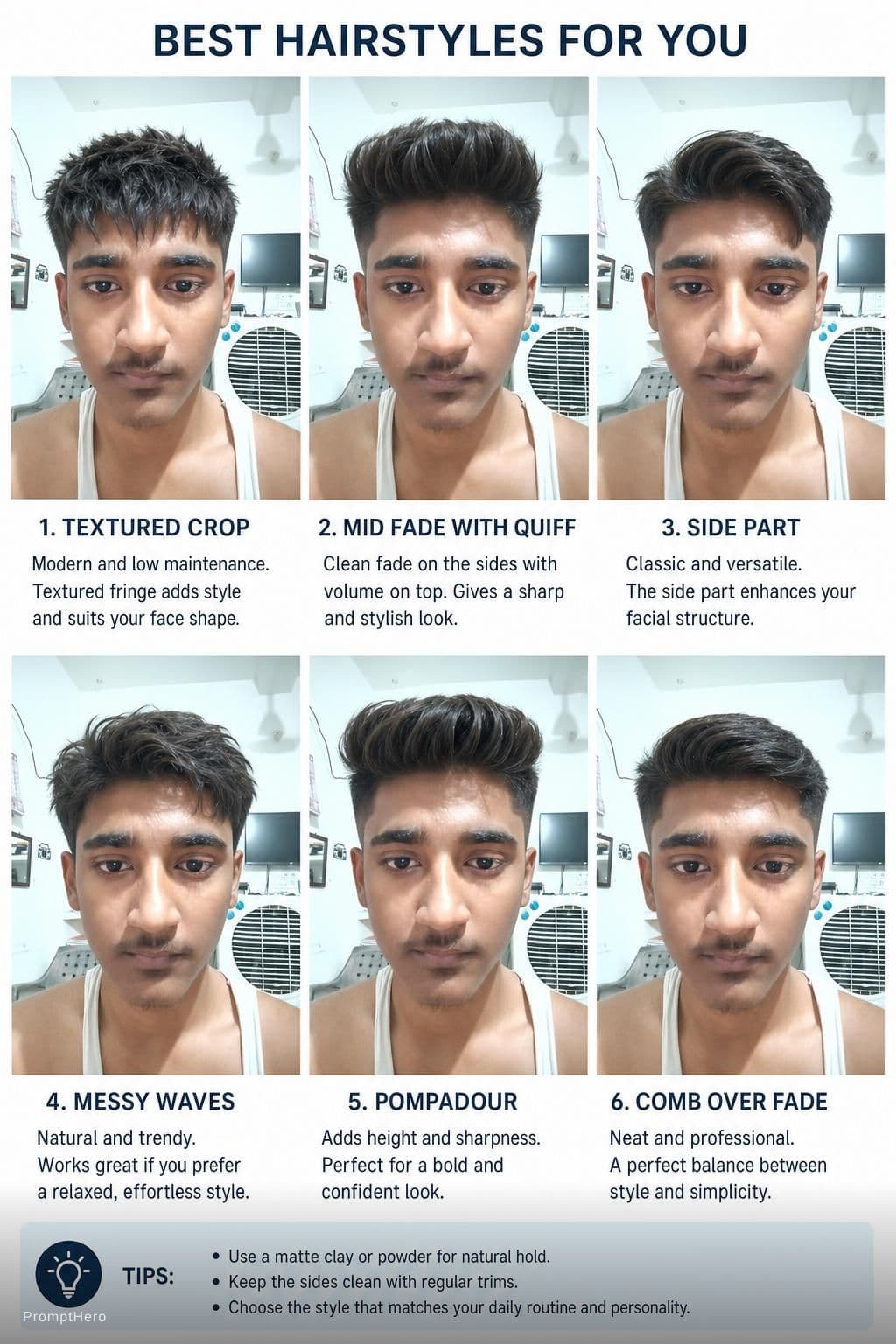AI generated: See my face give me hair style which will look best on me by putting the hairstyle in my face and ev...