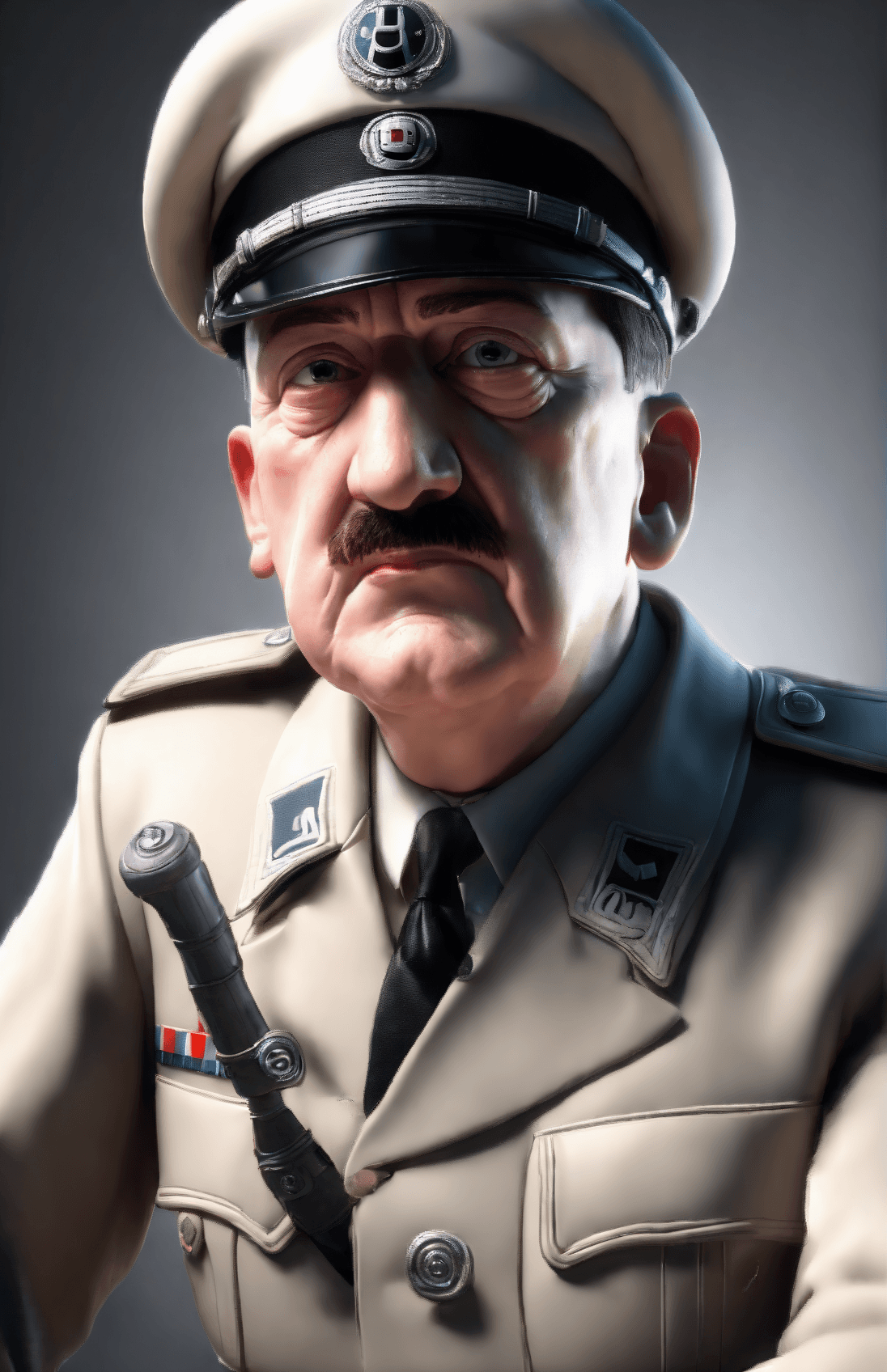 AI generated: hasdx style, glazed 3D render (extremely detailed CG), Hitler, pixar style, 3d style, disney style, ...
