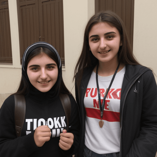 AI generated: A Karabuk residing Turkish girl welcoming the freshman year students from abroad, especially black o...