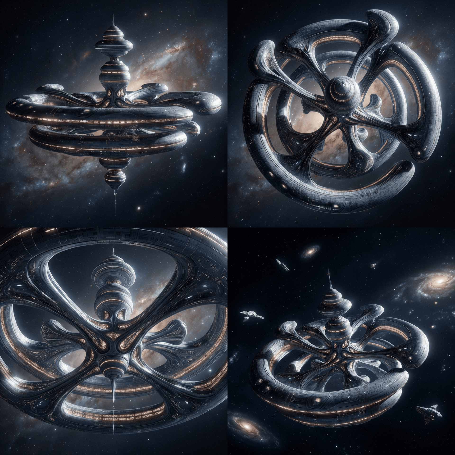 AI generated: Blend and tune the reference images and create other angles of view of the Deep Space Station.

 Rea...