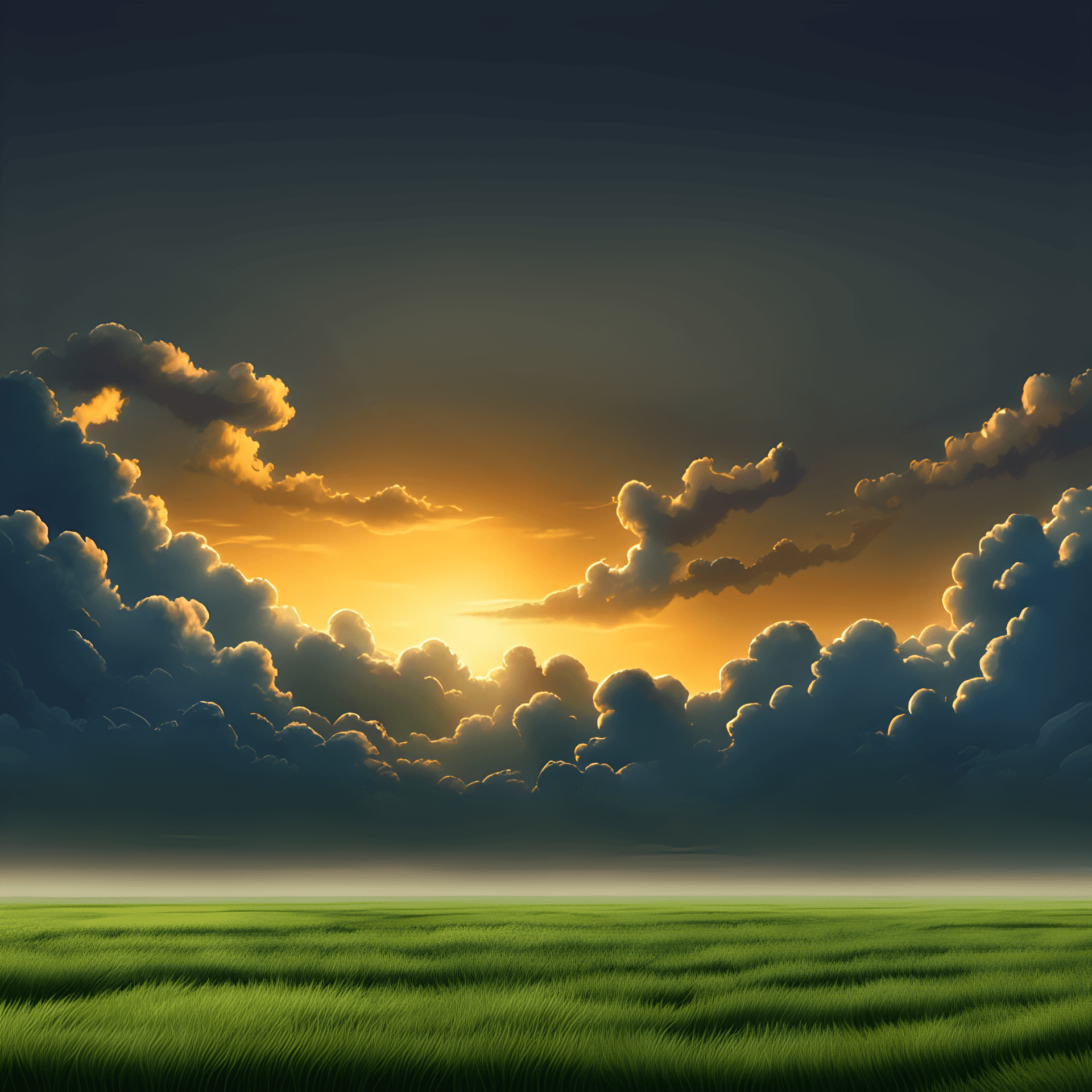 AI generated: (masterpiece),Beautiful grass field,clouds, by studio ghibli,Nij,(evening:1)cinematic still,hdr,(god...
