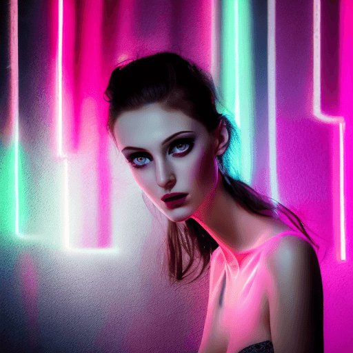 AI generated: A beautiful woman posing for a professional photo shoot, dark hair, pale skin, beautiful eyes, pink ...