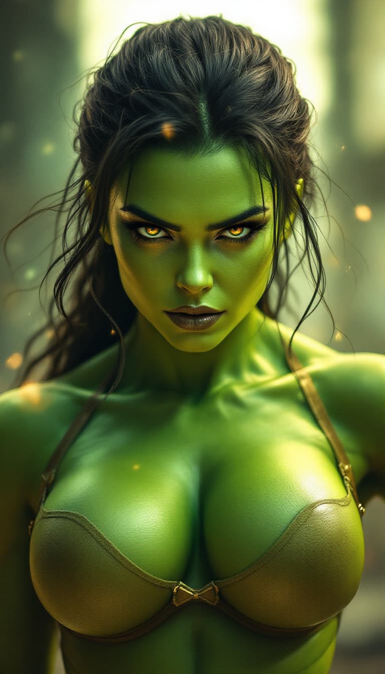 AI generated: Transform to extreme vivid fantasy realism style art, ultra-detailed masterpiece, depiction of She-H...