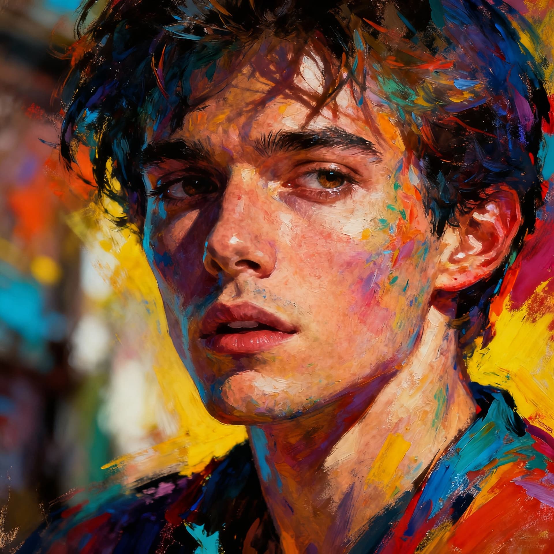 AI generated: woman, colorful realism, intense close-ups --chaos 75 --ar 1:2 --profile rsy6uq9 --stylize 750
