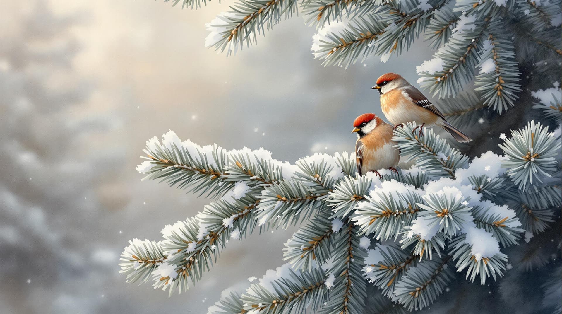 AI generated:  Terry Redlin style painting, rich textures and visible brushstrokes. Depicting a serene   winter la...