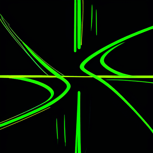 AI generated: A4 size, neon green abstract lines, dark background