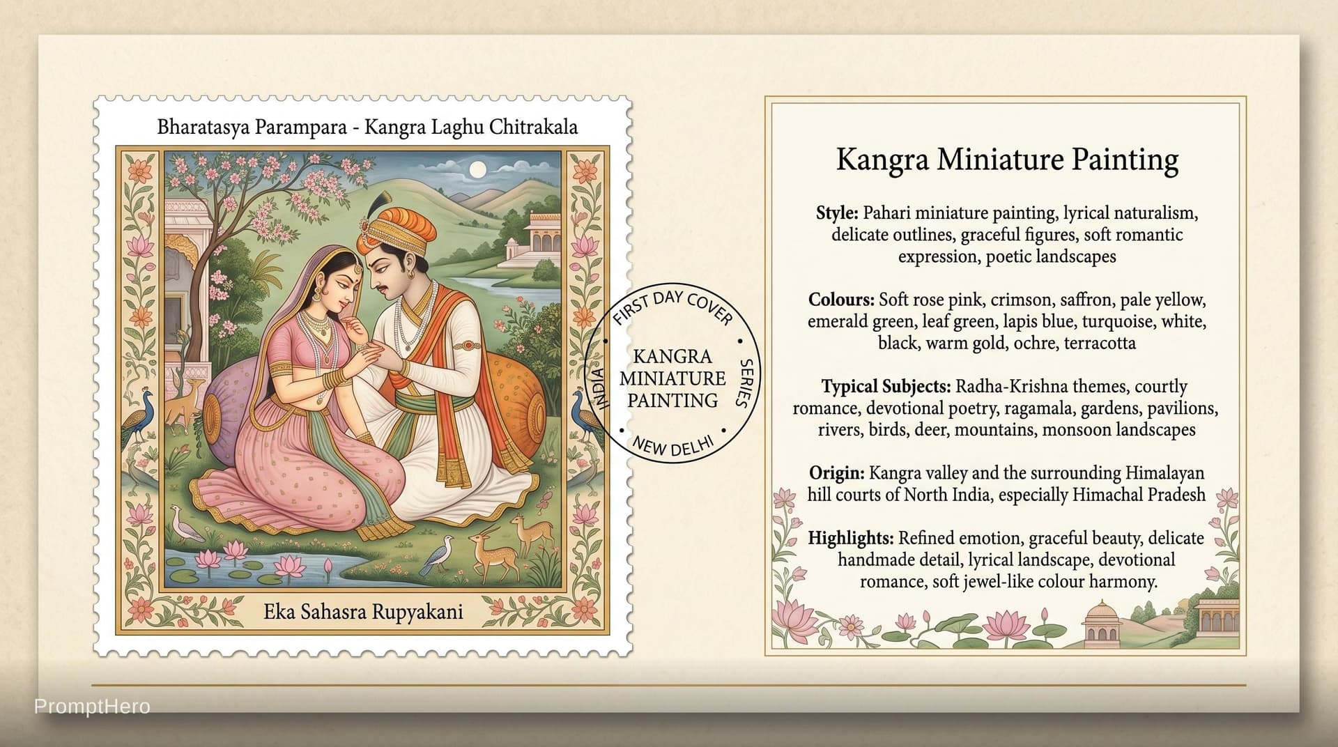 AI generated: Create a 16:9, 4K premium commemorative First Day Cover envelope inspired by India Post heritage des...