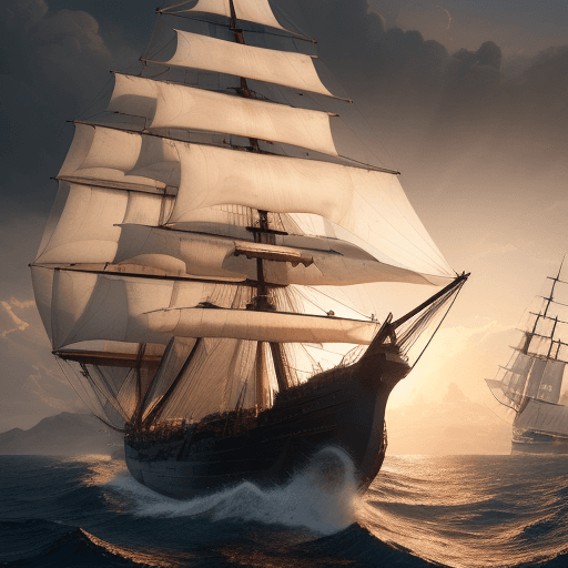 AI generated: Photo of a ultra realistic sailing ship, dramatic light, pale sunrise, cinematic lighting, battered,...