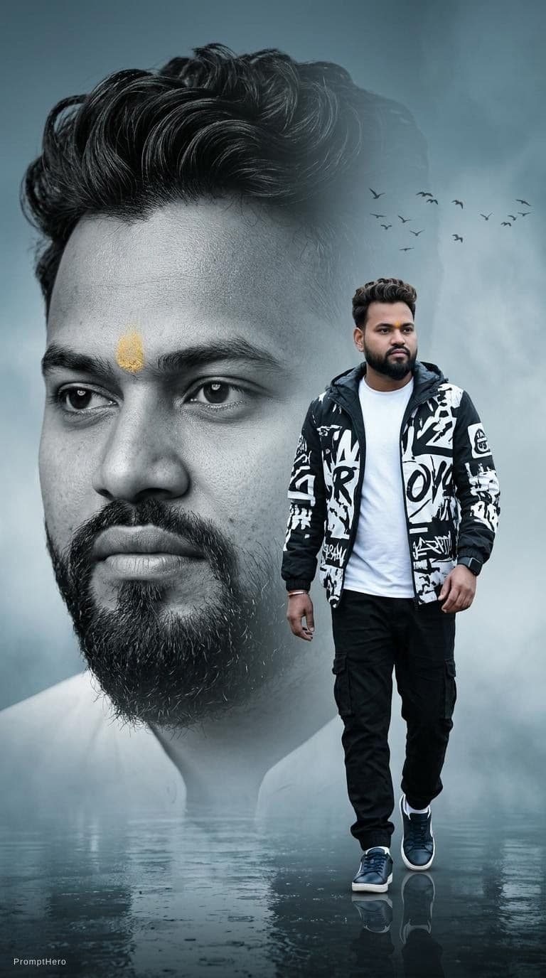 AI generated: Generate an utra-realistic cinematic poster of the uploaded handsome man with stylish wavy and well ...