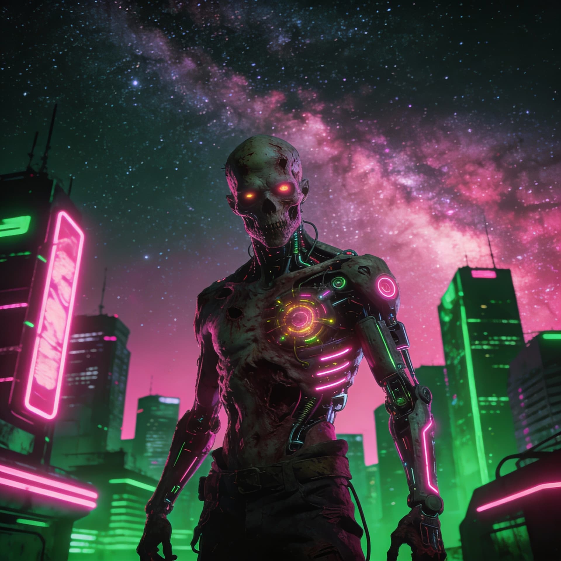 AI generated: Galaxy Pinkgreen Cyberpunk Zoombie Cyberp 4K 