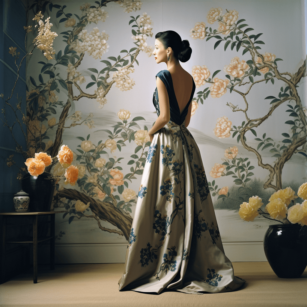 AI generated: High fashion, vogue, flower pattern, 1949 --no ugly, deformed, noisy, blurry, distorted, out of focu...