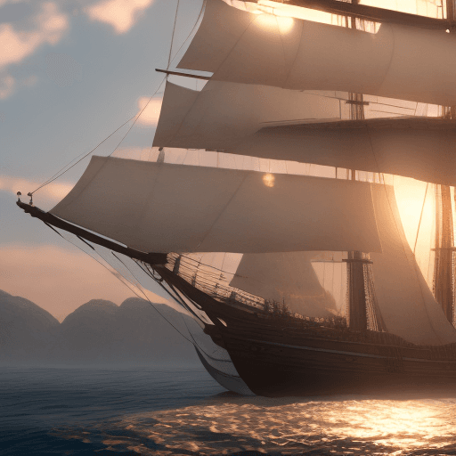 AI generated: Photo of a ultra realistic sailing ship, dramatic light, pale sunrise, cinematic lighting, battered,...