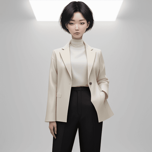 AI generated: Envision Korean her 20s, with an air of confidence and creativity, fullbody shot, She sports a moder...