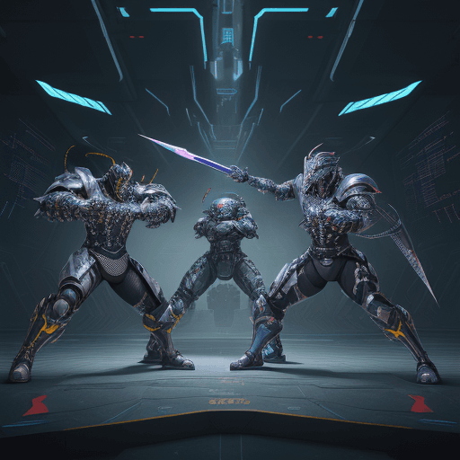 AI generated: Digital art, ultra-high-resolution, dynamic scene of an epic battle between developers in an open so...