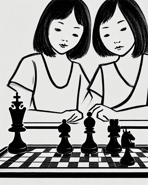 AI generated: 2girls, masterpiece illustration of two asian girls around the age of 20 playing in a fiercely compe...