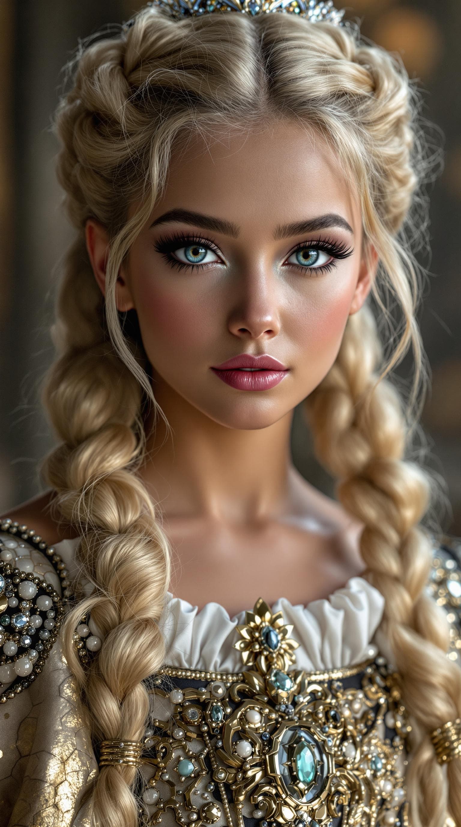AI generated: A professional photograph of the most beautiful 2nd-grade girl in the world, princess, depicted in a...