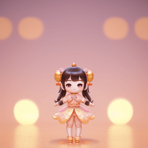 AI generated: Flat illustration, Cute girl, chinese idol, close up, 3D, Tiny cute, depth of field, Bokeh, Hyper de...