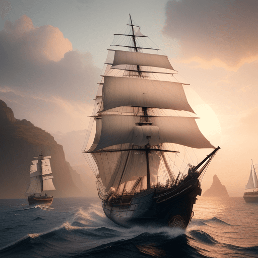 AI generated: Photo of a ultra realistic sailing ship, dramatic light, pale sunrise, cinematic lighting, battered,...