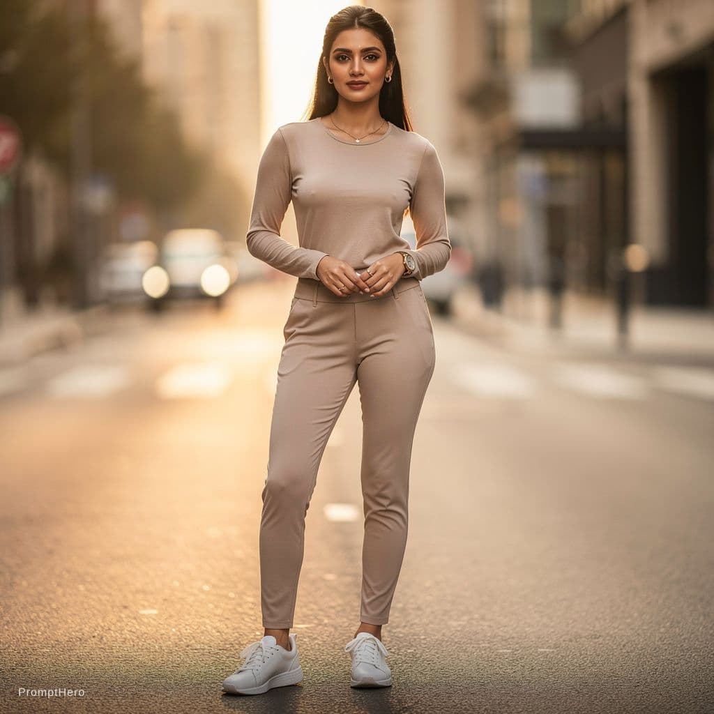 AI generated: Indian model wearing tigtht clothes
