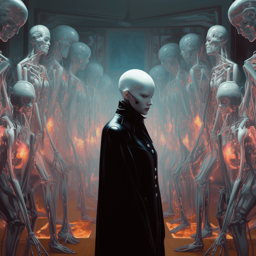 AI generated: black atmosphere, made of neon, le petit death, spirit, Masterpiece, Art, Sophisticated, Precious, p...