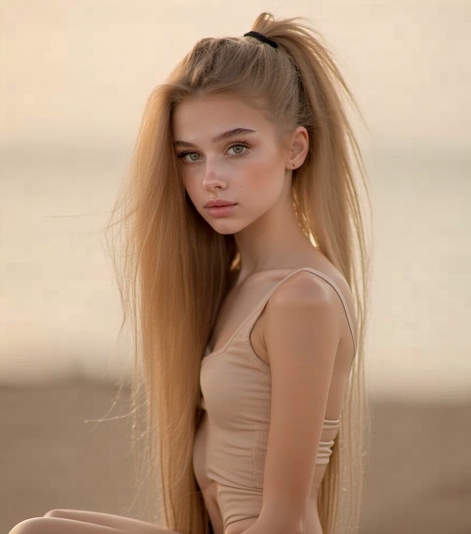 AI generated: A professional photograph captures one of the most beautiful twelfth-grade girl in the world during ...