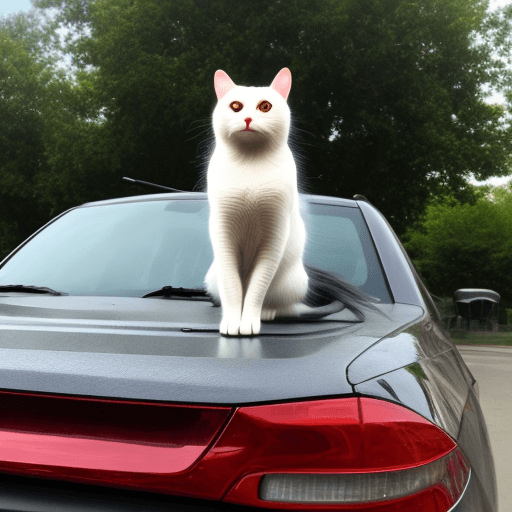 AI generated: a cat on car
