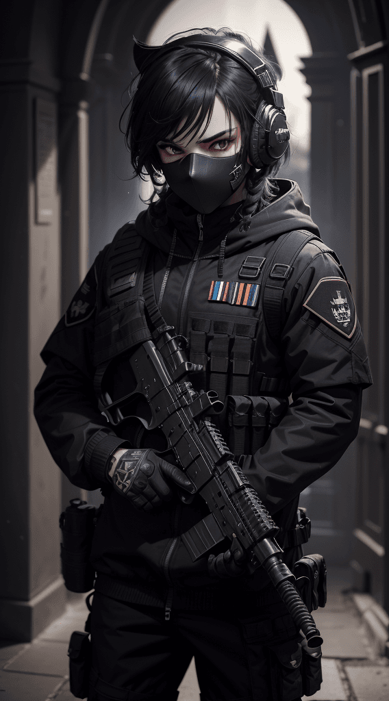 AI generated: best quality, masterpiece, photography of an elite soldier, nighttime, dark shot, dark theme, moonli...
