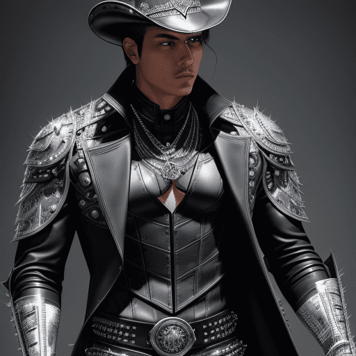 AI generated: male super hero named The Whip, Hispanic, black hair, no symbol, using two whips ((intricate silver ...