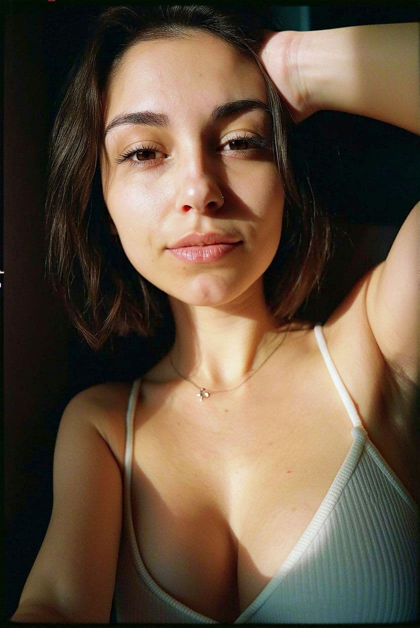 AI generated: A lo-fi 2010s iPhone selfie ofa casual american 19 year old woman mega busty  girl, no clear subject...