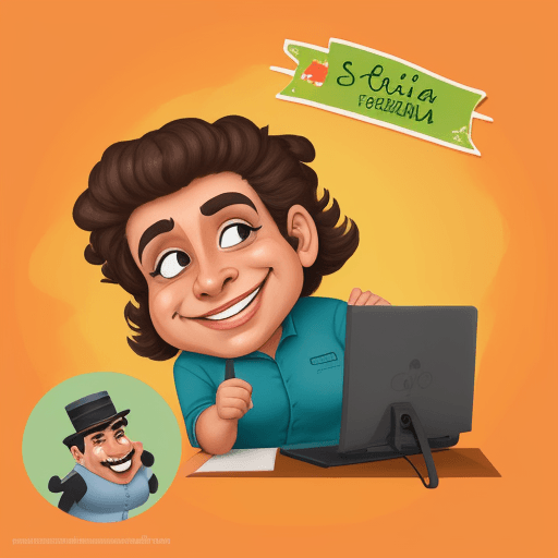 AI generated: caricatura feliz sosteniendo un lapiz