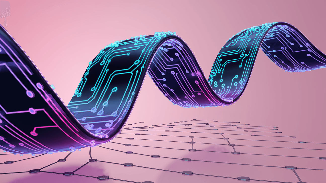 AI generated: A futuristic, fluid, and dynamic representation of a fintech settlement platform using blockchain te...