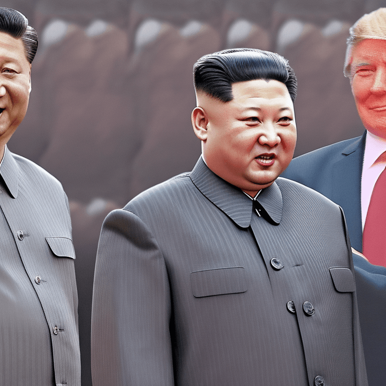 AI generated: xi jinping, kim jong un and donald trump standing together, hd, 4k, realistic