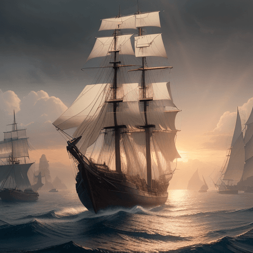 AI generated: Photo of a ultra realistic sailing ship, dramatic light, pale sunrise, cinematic lighting, battered,...