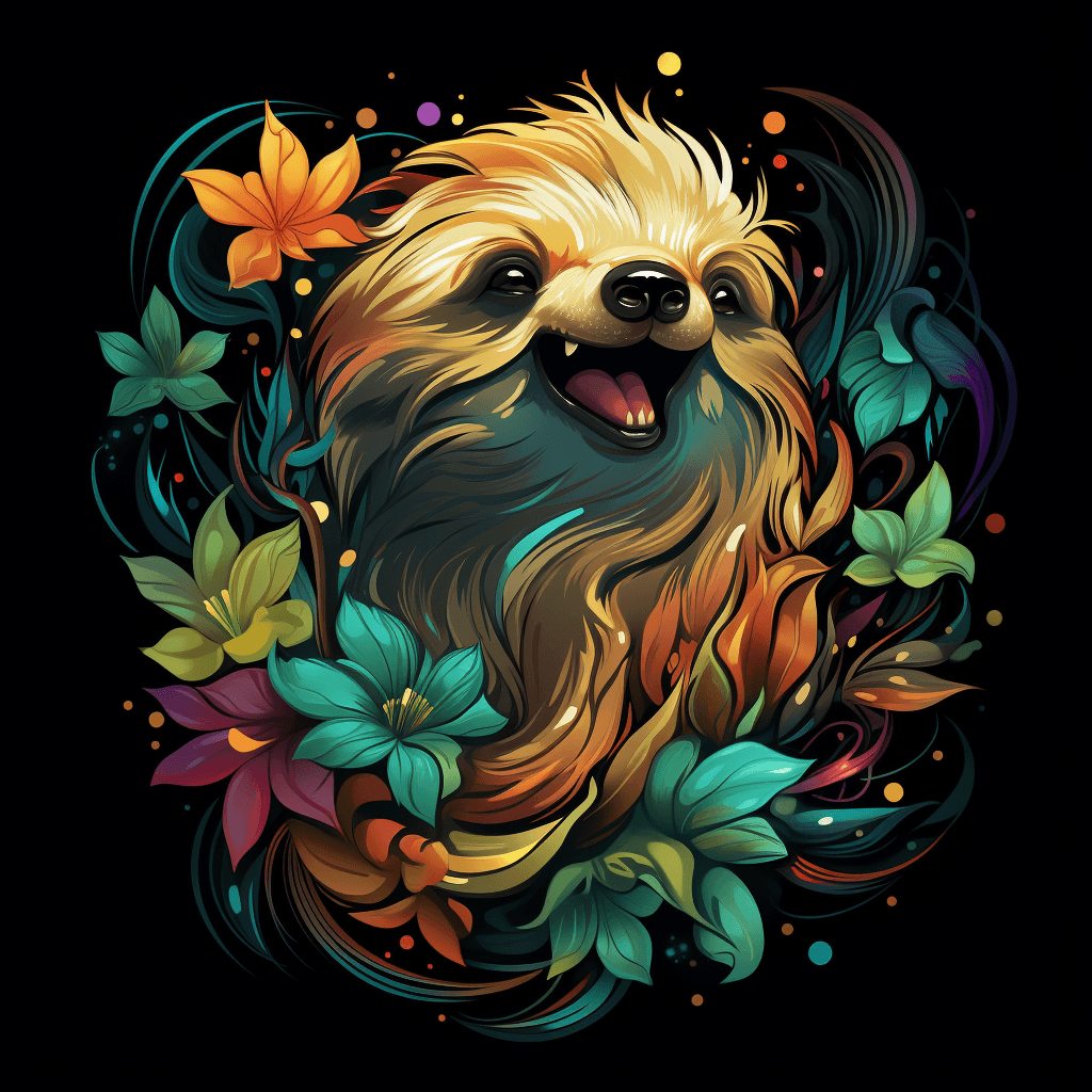 AI generated: 2d whimsical singing sloth small playful enchanting logo design, Olfactory-Visual Synesthesia, inter...