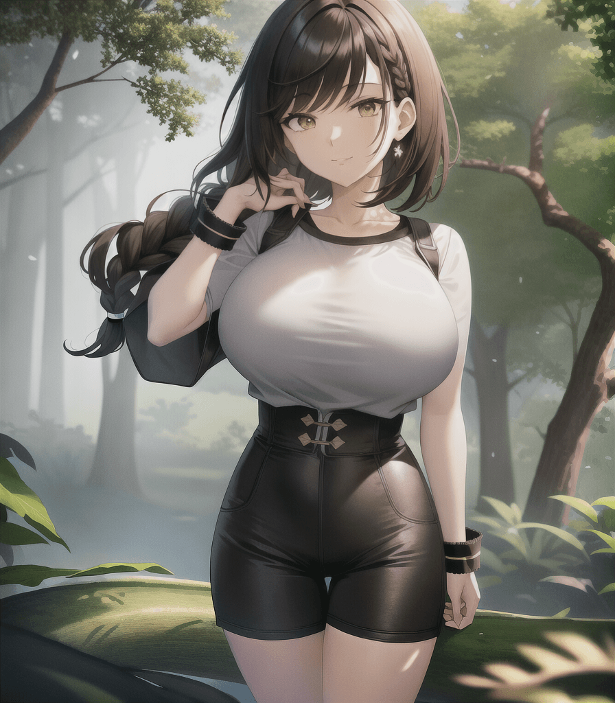 AI generated: (perfect anime illustration), 1girl, medium hair, (huge breasts:1.2), (closeup image, alone, human),...