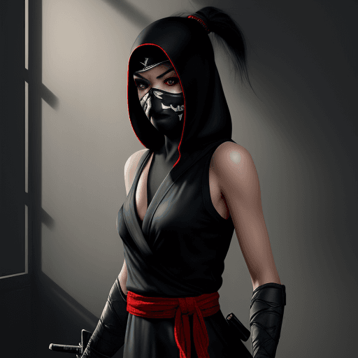 AI generated: Hyper realistic , daylight, indirect lighting, AD magazine, ninja, girl, niji style, painterly, brus...