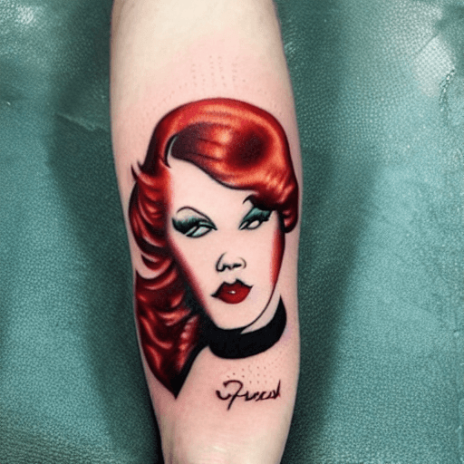AI generated: redhead pinup tattoo
